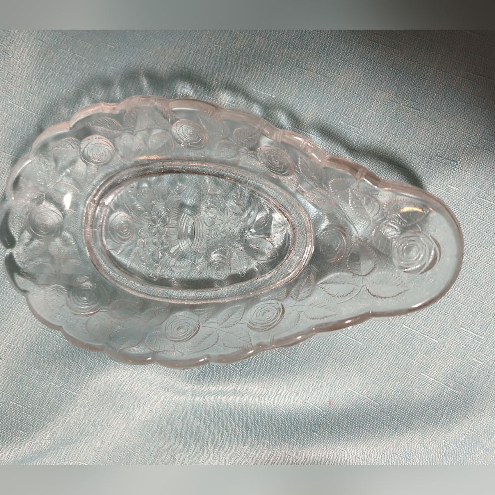 Rare Antique  Early American Pattern Glass EAPG Cabbage Rose Relish 1876-1881